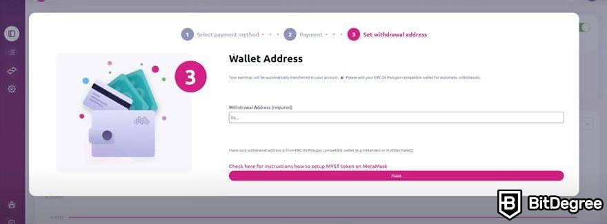 Mysterium VPN: wallet address.