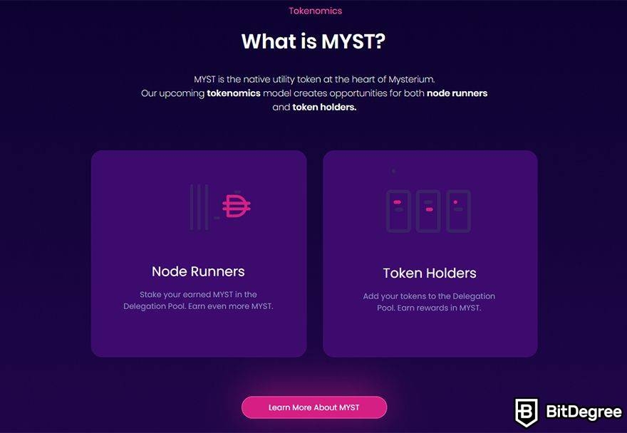 Mysterium VPN: chủ sở hữu token và người chạy node.