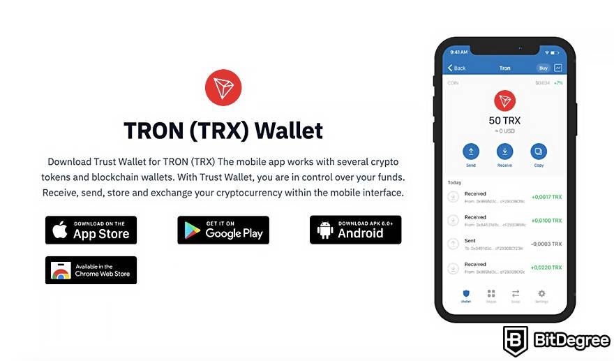 Tron wallet: Trust Wallet.
