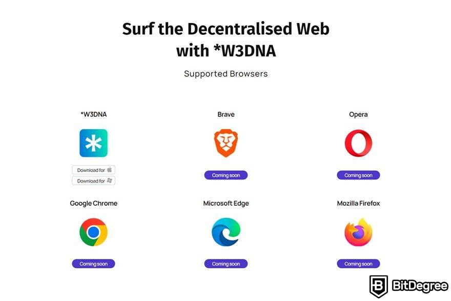 Đánh giá W3DNA: hỗ trợ trình duyệt web.