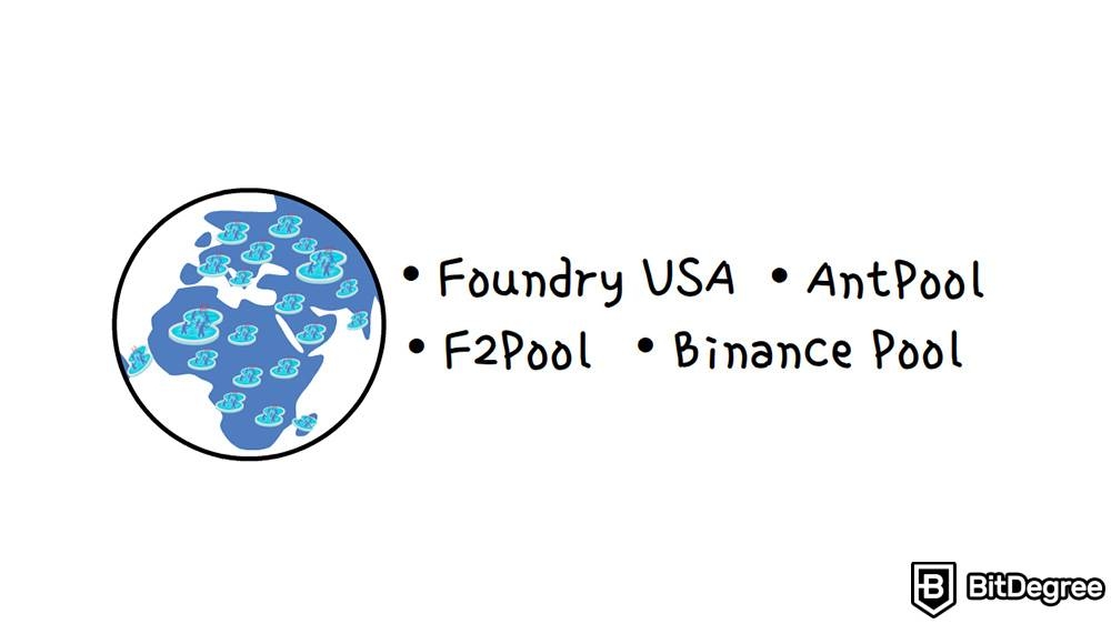 Mining pool là gì: Foundry USA, AntPool, F2Pool, và Binance Pool.