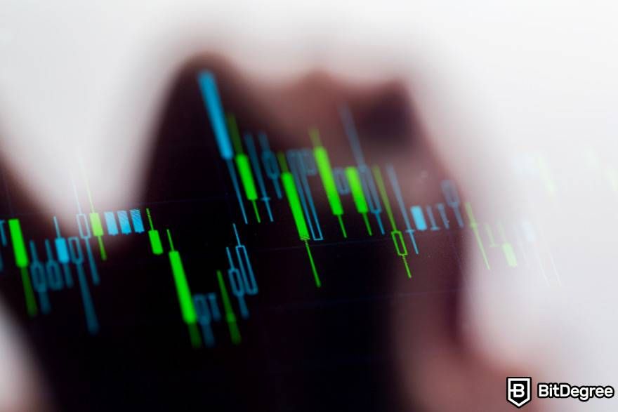 What is leverage trading crypto: a screen displays candlesticks.