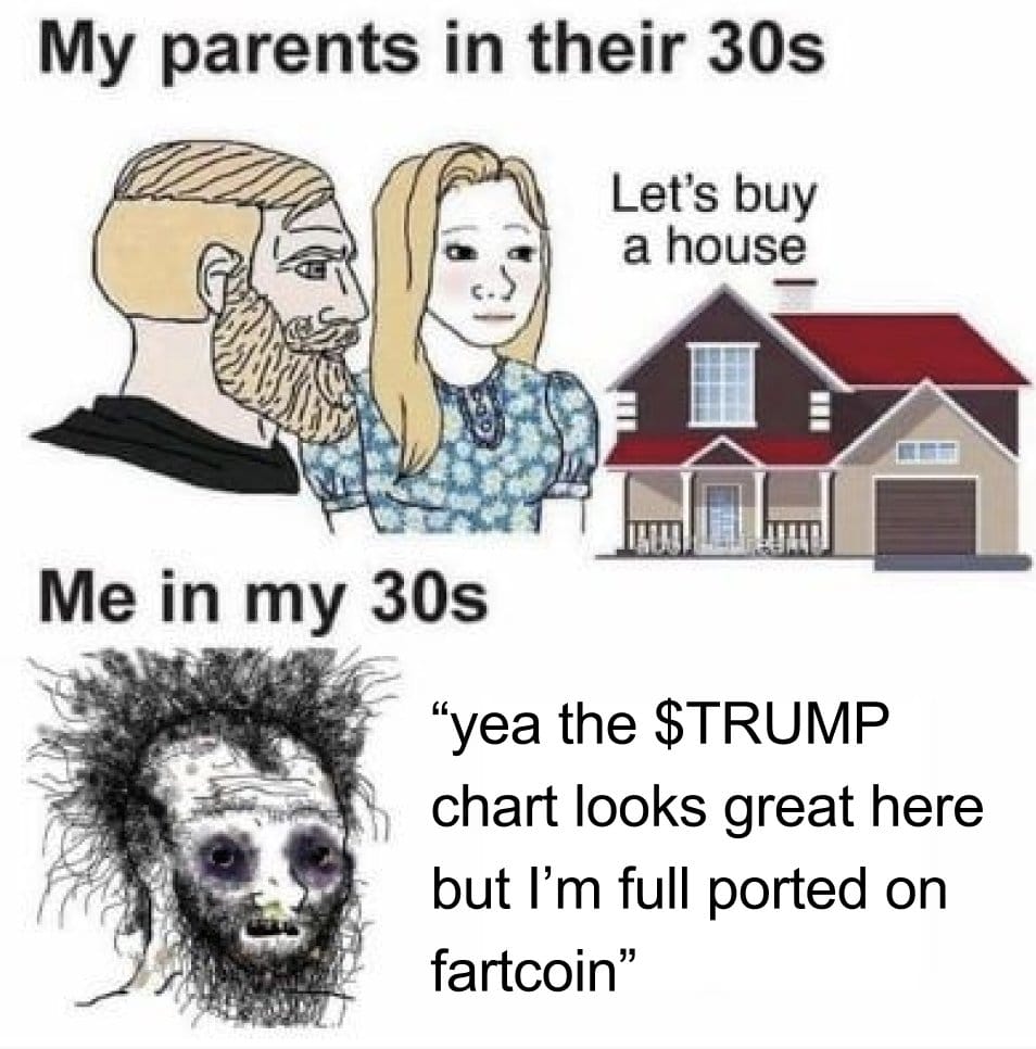 Meme about the contrast between traditional adulting and modern lifestyle choices.