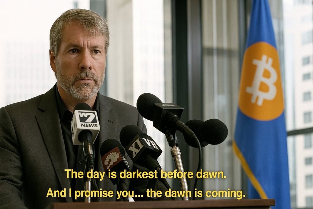 Meme about optimism and hope during challenging times in the cryptocurrency market.