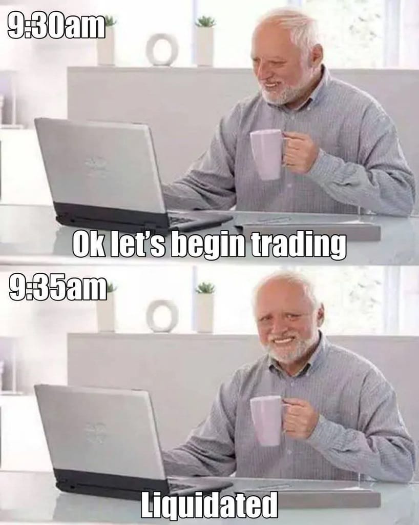 Meme about the quick downfall in trading fortunes.