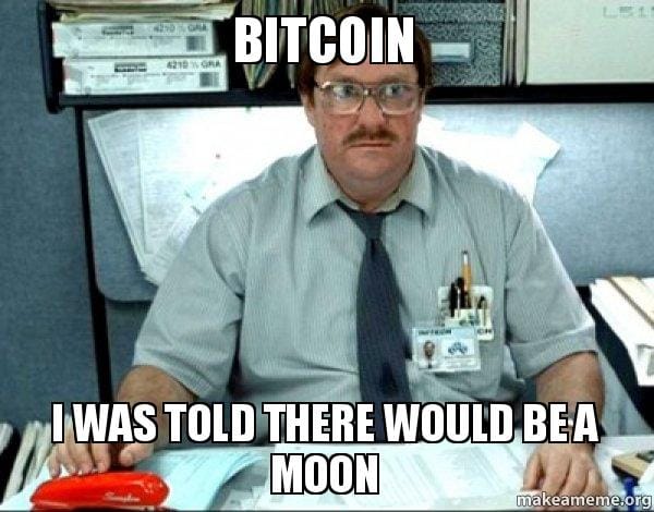 Meme about disappointment in Bitcoin investment expectations.
