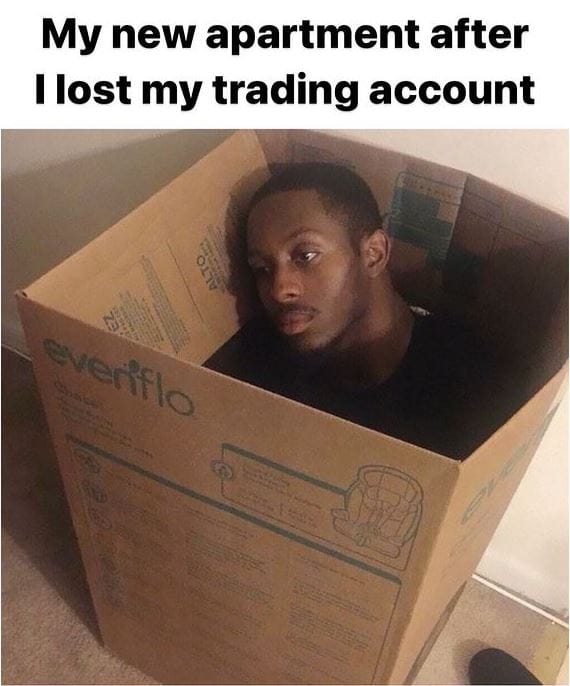 Meme about losing financial stability and humorously jaded living situations.