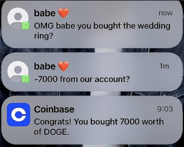 Meme about misunderstandings in communication related to spending money on investments.