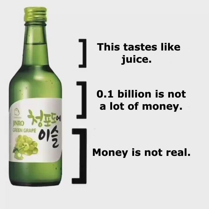 Meme about the absurdity of money and perceptions of value.