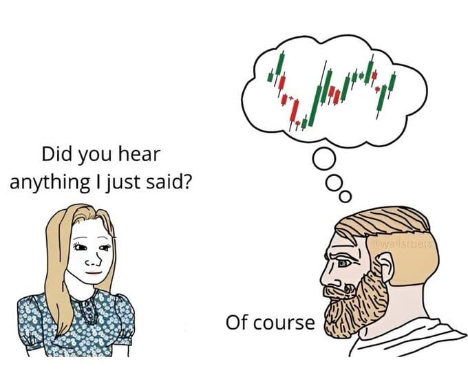 Meme about someone distracted by charts during a conversation.
