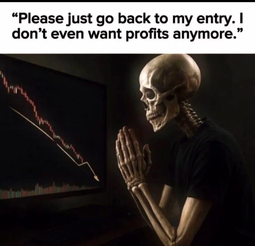 Meme about despair in trading and longing for better market conditions. Meme about despair in trading and longing for better market conditions.