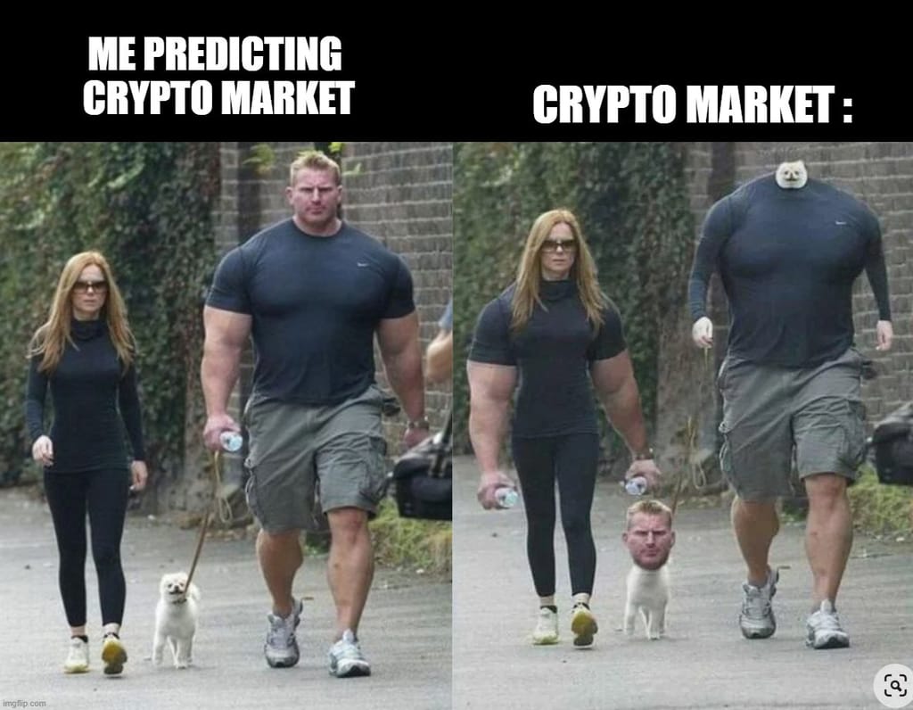 Meme about exaggerated expectations in crypto market predictions.