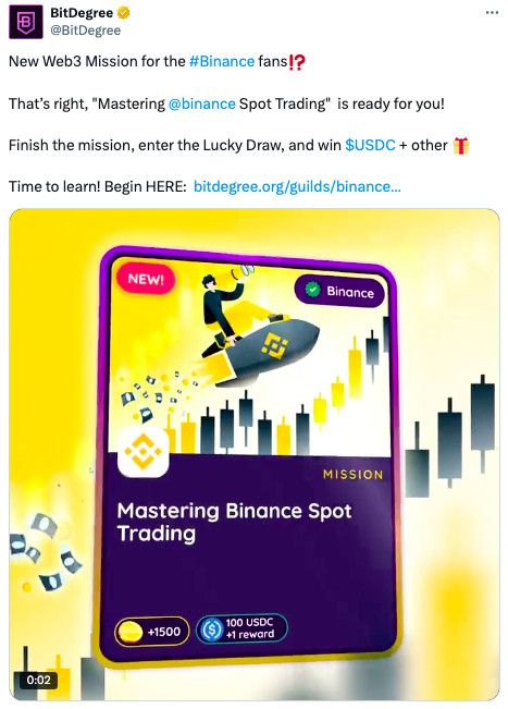 BitDegree Mission: Binance spot trading