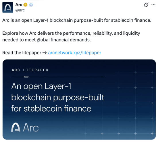 Arc tweet about Circle's Layer-1 blockchain