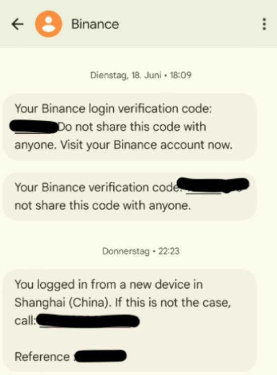 Binance scam message