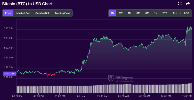 Bitcoin price chart from BitDegree, 01-05
