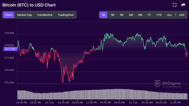 Bitcoin price chart from BitDegree, 02-03