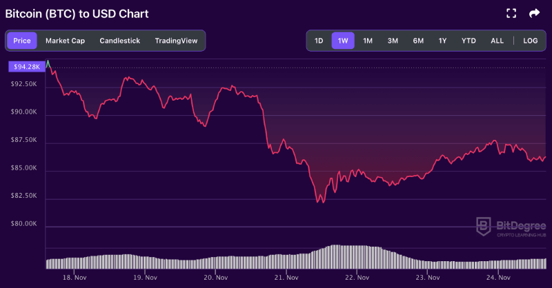 Bitcoin price chart from BitDegree, 11-24