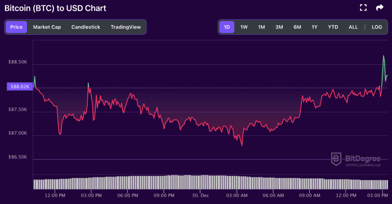 Bitcoin price chart from BitDegree, 12-30