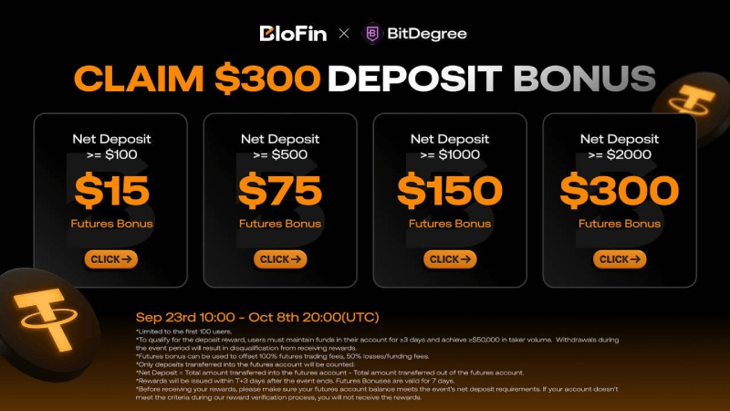 BloFin x BitDegree bonus campaign image