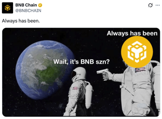 BNB Chain's tweet about BNB season