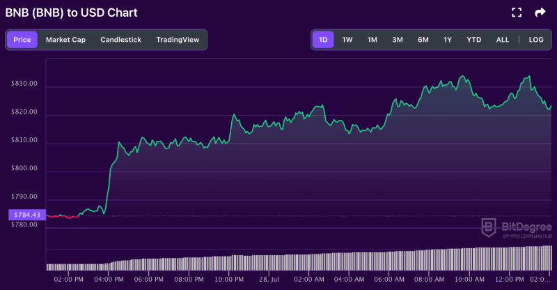 BNB price chart from BitDegree, 07-28