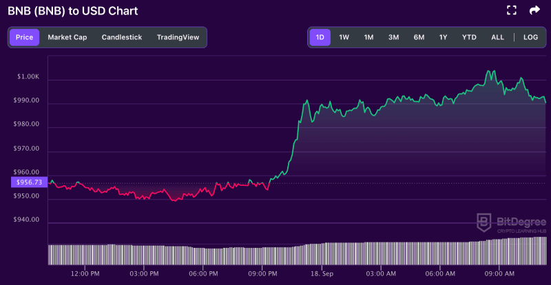 BNB price chart from BitDegree