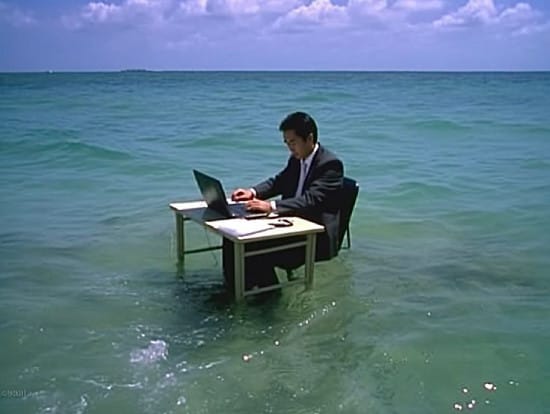 Businessman in the sea