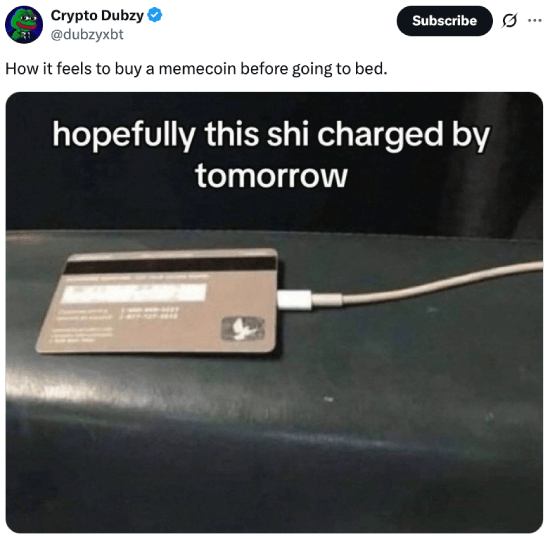 Buying a memecoin before bed
