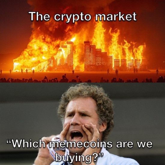 Buying memecoins when market is on fire