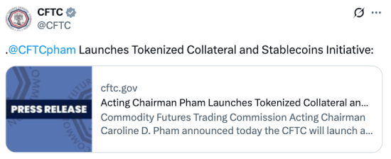 CFTC's tweet about stablecoin collateral initiative
