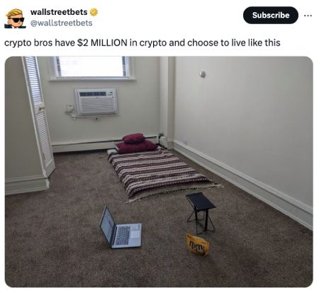 Crypto bros have 2M and live like this