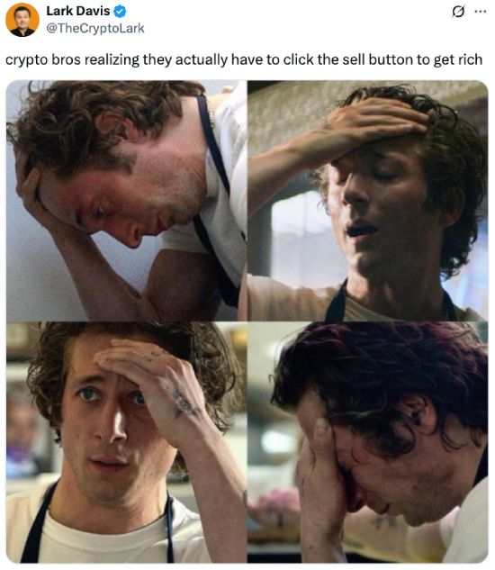 Crypto bros realizing they have to sell