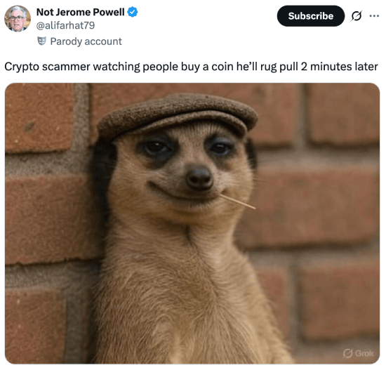 Crypto scammer watching people buy a coin he'll rug pull