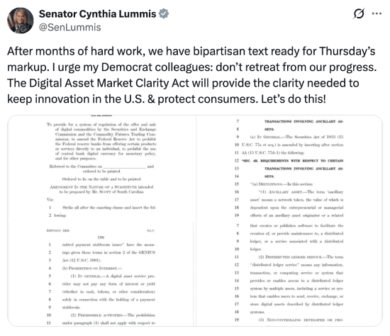 Cynthia Lummis tweet about CLARITY Act