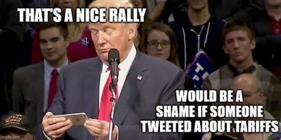 Donald Trump tweeting about tariffs