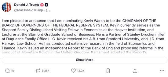 Donald Trump's Kevin Warsh nomination Donald Trump's Kevin Warsh nomination