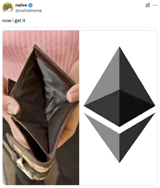 Ethereum logo is an empty wallet