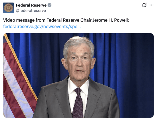 Fed tweet about Powell's message