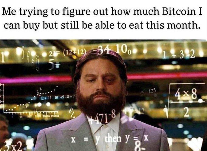 Figuring out how much Bitcoin I can buy to still eat meme