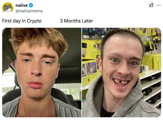 First day in crypto vs 3 months later