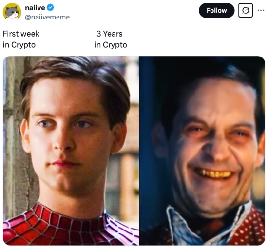 First week vs three years in crypto