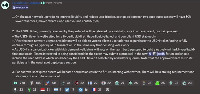 Hyperliquid's USDH announcement