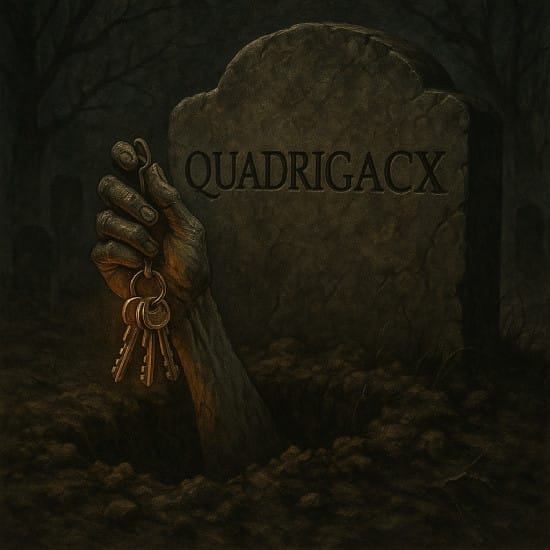 Image of a grave with QuadrigaCX written on it