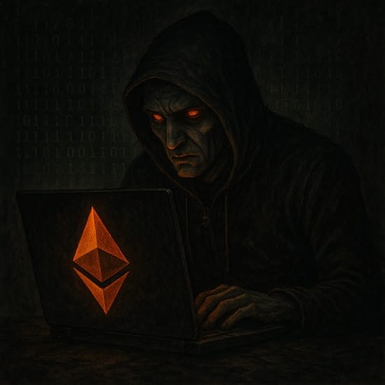 Image of a scary-looking Ethereum hacker
