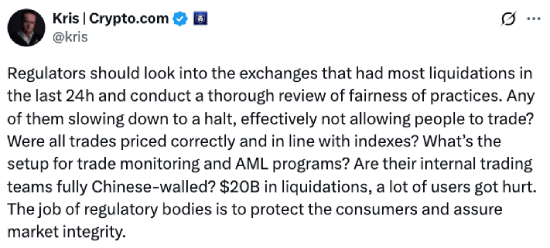 Kris Marszalek's tweet about market liquidation concerns