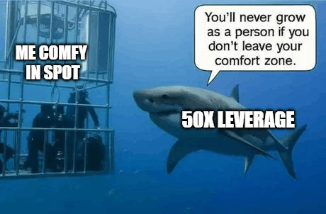 Meme about 50x leverage being tempting