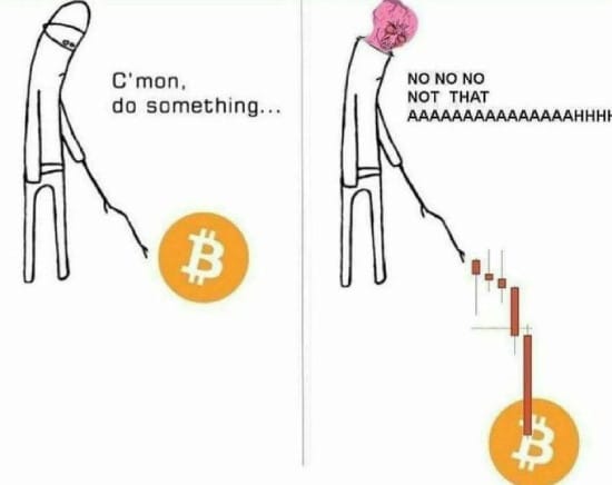 Meme about asking Bitcoin to do something and it dips