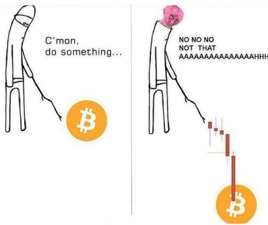 Meme about asking Bitcoin to do something, and it drops