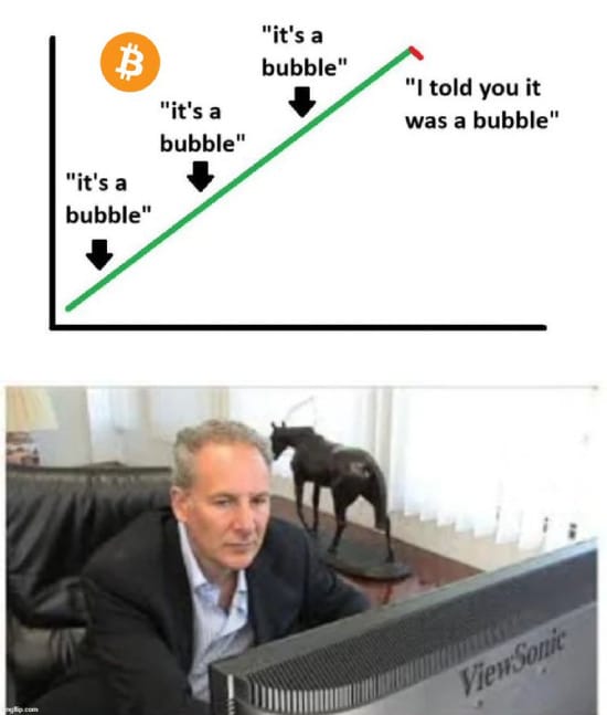 Meme about Bitcoin being a bubble